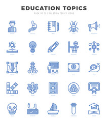 Education Topics web icons in Two Color style.