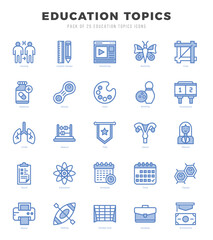 Education Topics Two Color icons collection. Two Color icons pack. Vector illustration