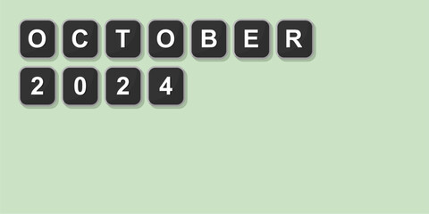 October themed word illustration of computer keyboard, vector format design with bright green background