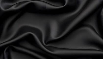 Fototapeta premium Abstract background luxury cloth or liquid wave. Smooth, flowing black satin fabric with soft folds and highlights