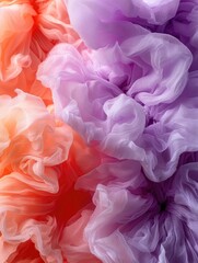 Fototapeta premium A close up of a purple and orange fabric with a lot of texture. The colors are vibrant and the fabric appears to be made of a soft, fluffy material. Scene is one of warmth and comfort