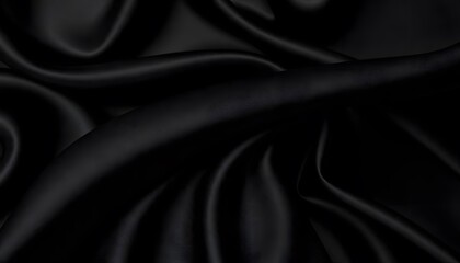 Obraz premium Abstract background luxury cloth or liquid wave. Smooth, flowing black satin fabric with soft folds and highlights