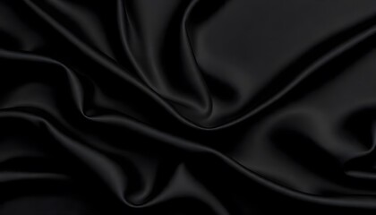 Obraz premium Abstract background luxury cloth or liquid wave. Smooth, flowing black satin fabric with soft folds and highlights