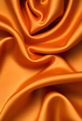 Fototapeta premium Abstract background luxury cloth or liquid wave smooth, flowing orange silk fabric with soft folds and highlights.