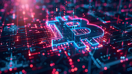 Fototapeta premium Futuristic Cryptocurrency Trading Platform with AI Technology on Digital Interface