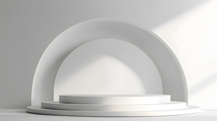 Ancient Greek classical architecture: white marble columns and podium, 3D illustration of a grand justice hall