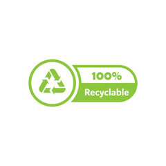 Biodegradable recyclable icon. organic bio package. Plastic free, biodegradable eco safe, recyclable and bio degradable package stamp. Vector