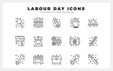 15 Labour Day Lineal icon pack. vector illustration.