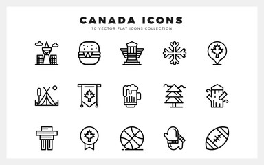 15 Canada Lineal icon pack. vector illustration.