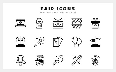 15 Fair Lineal icon pack. vector illustration.