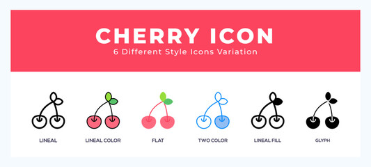 Cherry icon symbol. isolated. vector illustration with different styles