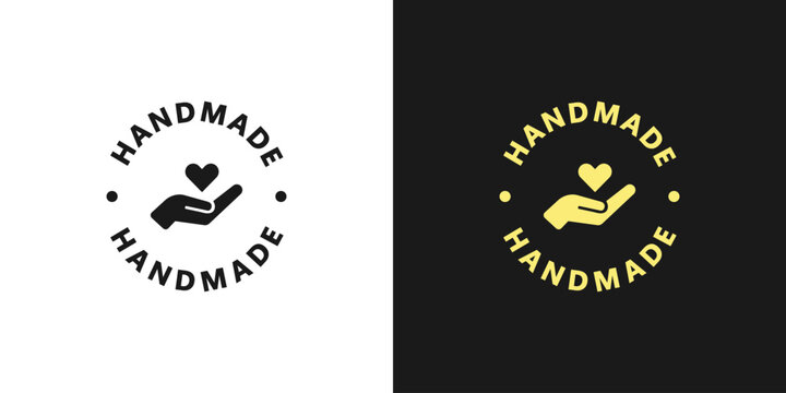 Handmade label, sticker or stamp. 100% handmade sign, icon or emblem. Vector