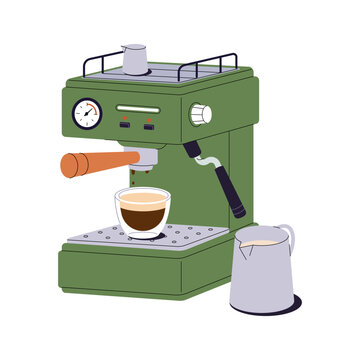 green espresso machine brewing coffee clip art preview