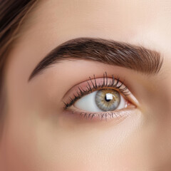 Fototapeta premium Close-Up Portrait of a Young Woman's Eye and Eyebrow