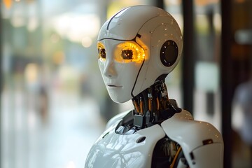 Fototapeta premium Humanoid Robot with Glowing Eyes