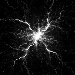 Obraz premium White Electric Lightning Burst on Black Background