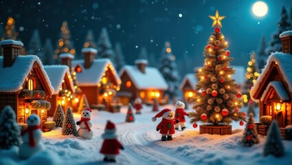 Winter Wonerlan Village Christmas Scene