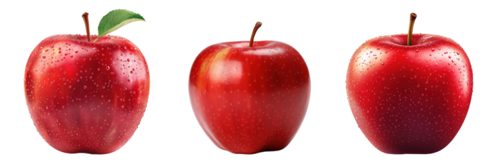 set red apple isolated on white background, PNG file, apple isolated on transparent background, mockup template for the design.