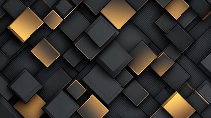 Fototapeta premium Abstract Geometric Pattern with Black and Gold Squares