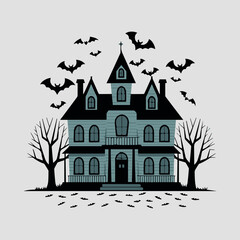 halloween castle with bats