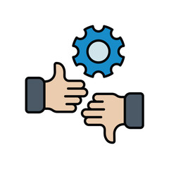 conflict management color line icon with white background vector stock illustration