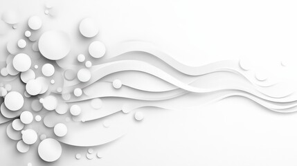 Abstract White Paper Cut Background with Waves and Circles