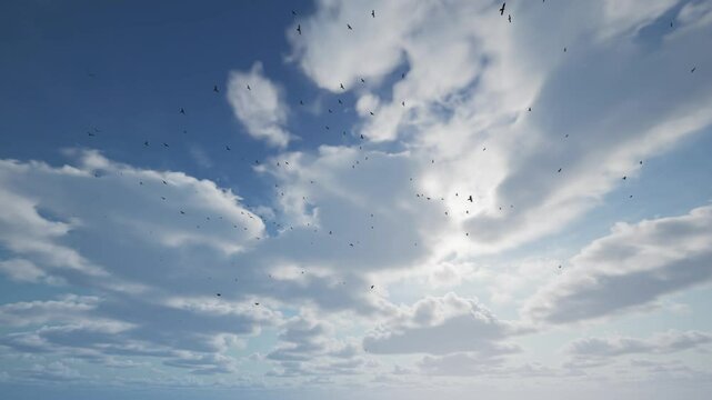 Freedom in flight. Birds soaring against the sky.