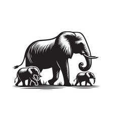 Elephant silhouette. Elephant vector design isolated on white background.