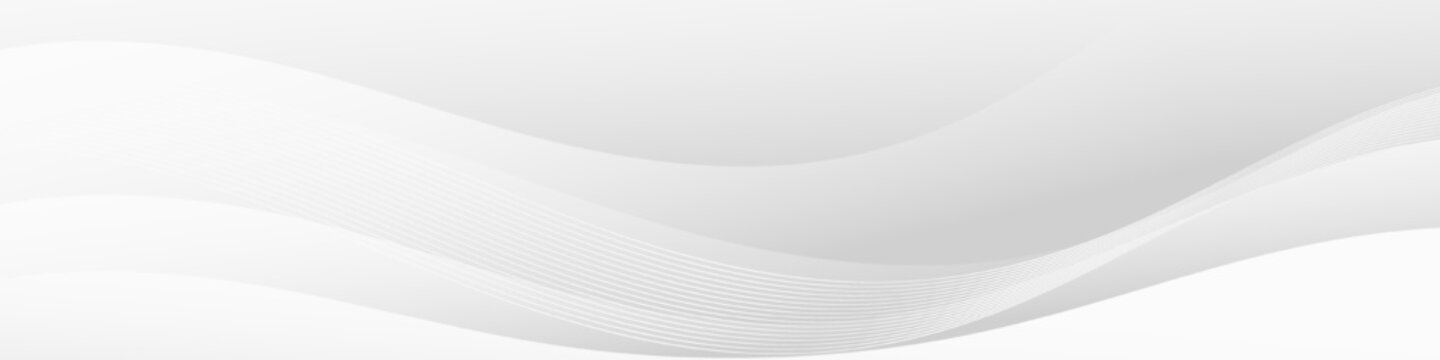 Elegant and minimalistic abstract banner with a flowing silver wave design.