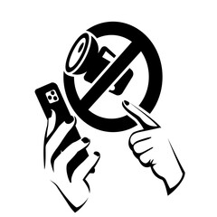 No camera black icon. Sign prohibiting the use of video and photos. Don't photo. Prohibition of the use of the phone for video recording. Vector illustration flat design. Isolated on white background.