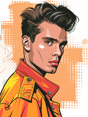 Portrait of a man in retro style. Vector illustration