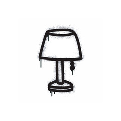 
Bedside lamp graffiti spray painted black on white.