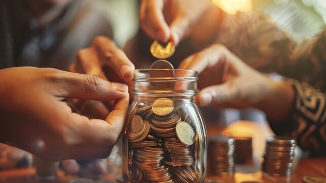 community savings groups, a group of people pooling their money into a community savings fund, working together to achieve shared financial goals, promoting unity and cooperation in savings