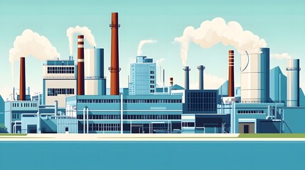 Obraz premium Industrial Complex with Tall Chimneys and Smoke