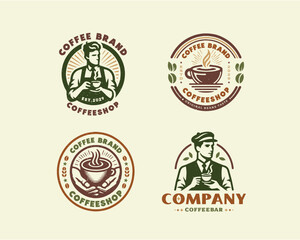 Fototapeta premium Set vintage Coffee logo template for food and beverages business