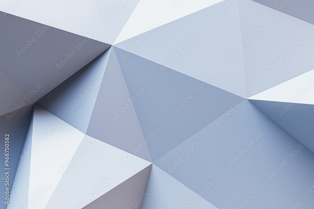 Leinwandbilder Abstract white triangular garment backdrop. Design and landing page concept. 3D Rendering.