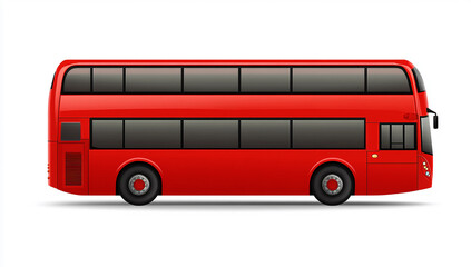 Red double-decker bus on a white background © MstAfrin