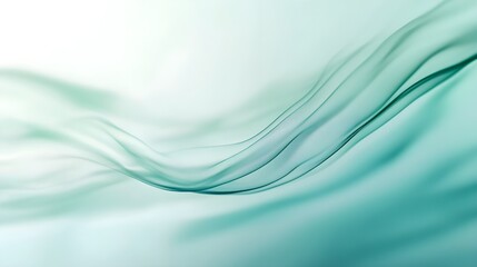 Naklejka premium Abstract flowing forms, soft wave-like structures, green and blue tones, delicate and smooth, conveying calmness and serenity