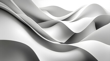 Fototapeta premium Abstract geometry with interlocking smooth curves, monochromatic palette of soft grays, gentle transitions between light and shadow, minimalist design