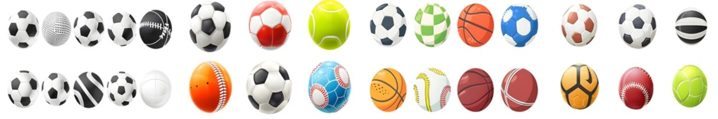 set of Sport balls set. Ball icons. Balls for Football, Soccer, Basketball, Tennis, Baseball, Volleyball. Vector illustration isolated on white background. Generative AI.