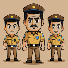 Indian police Group 2D Character 