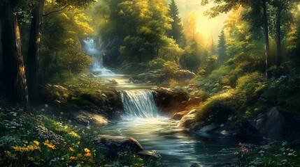 Lush Forest River Scene