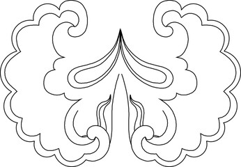 Vector sketch illustration of silhouette design of traditional ethnic vintage classic carved wayang floral animal with decorative ornaments 