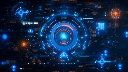 Obraz premium Futuristic digital hud interface with blue and orange elements