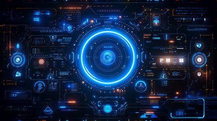 Fototapeta premium Futuristic digital hud interface with blue and orange elements