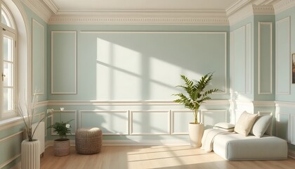 Minimalist Living Room with White Walls and Natural Light