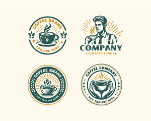 Naklejka premium Set vintage Coffee logo template for food and beverages business