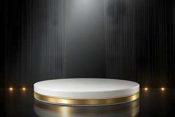 Elegant Stage Podium with Gold Trim