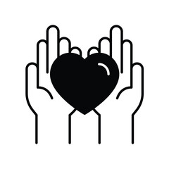 empathy glyph icon with white background vector stock illustration