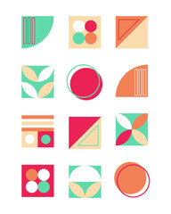 Vector colored pink, green and orange abstract graphic elements